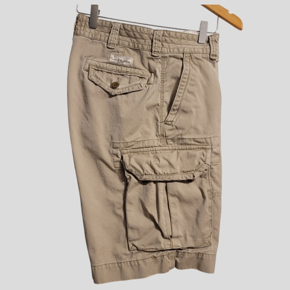 Ralph Lauren Polo Cargo Shorts Men's 34 Khaki Tan Distressed Paratroopers Safari - Picture 8 of 11
